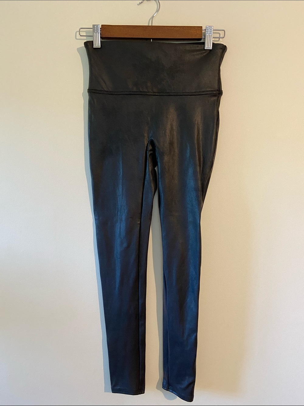 SPANX High-Waist Faux Leather Leggings in Black